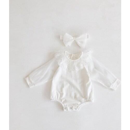 Lace Princess Baby Girls Clothes 100% Cotton High Quality Kids Girls Lace Headwear+Bodysuit 2020 Newborn Baptism Girls Clothing