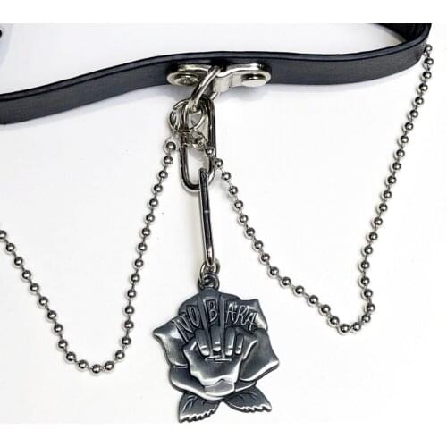Anime Jujutsu Kaisen Kugisaki Nobara Cosplay metal Figure Pendant Black PU Chokers chain Fashion accessories Necklace