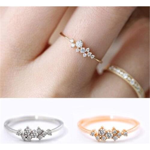 Fashion plating 18k yellow gold Ring Luxury diamond ring nine diamond ladies tail ring Wedding Gift Rings jewelry wholesale