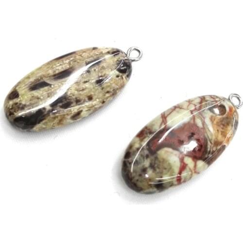 Natural Stone Picasso jades Pendants Elliptical shape for Jewelry Making Diy necklace accessories Reiki Healing Jewellery Gift