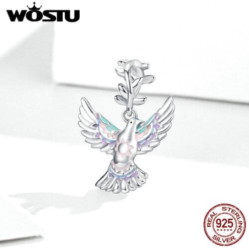 WOSTU 2020 New Original Peace Dove Bead fit Pandora charms silver 925 beads Bracelet for women diy fashion jewelry make