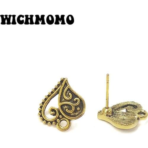 2019 New Fashion 14mm 10pieces/bag Zinc Alloy Gold Heart Earring Base Connectors Linkers for DIY Earring Jewelry Accessories