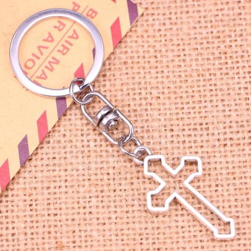 New Fashion Keychain 38*22 mm hollow cross Pendants DIY Men Jewelry Car Key Chain Ring Holder Souvenir For Gift