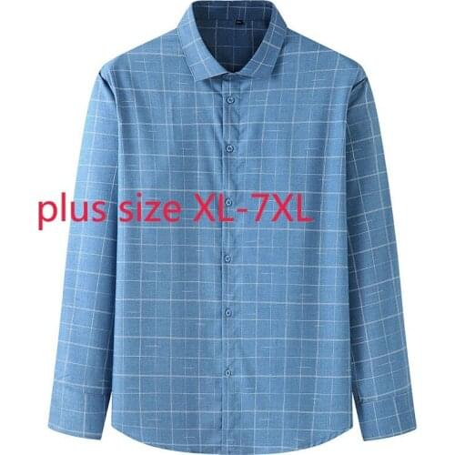 New Arrival Suepr Large Young Fashion Plaid Printed Spring And Autumn Casual Shirts Long Sleeve Plus Size XL2XL3XL4XL5XL6XL7XL