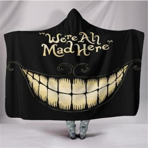 200x120cm Oversized Alice In Wonderland Hooded Sherpa Blanket Mat Bed Soft Printed Fans Cloak Women Men Kids Cospaly Gift