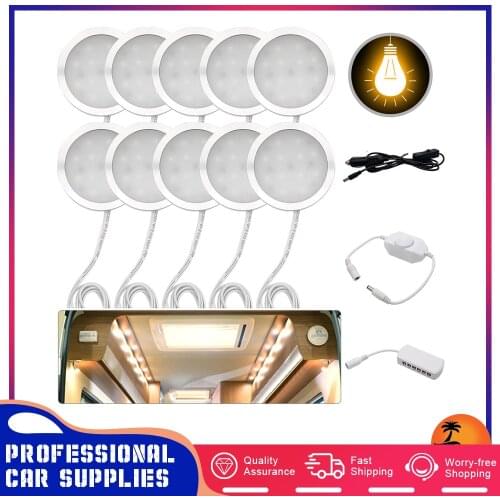 10pcs 12V 2.5W Interior Warm White LED Spot Light For VW T4 T5 Van Caravan Motorhome RV Camper Accessories Warm Light 3000K