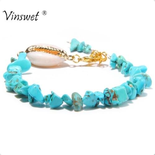 Colorful Handmade Beach Rainbow Shell Tassel Coral Turquoises Pearls Beaded Charm Anklets Bracelet for women shell Jewelry