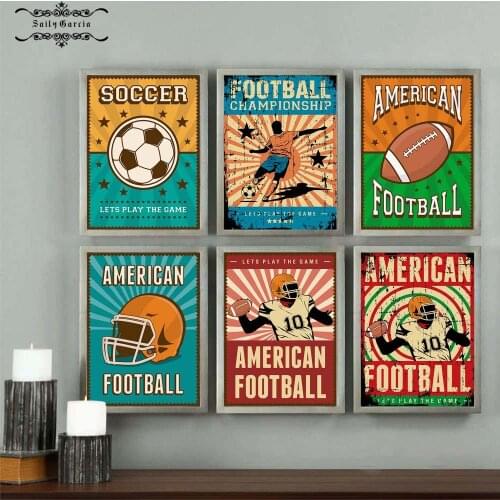 Rugby Baseball Soccer Sport Posters and Prints Nordic Retro Wall Art Canvas Painting Pictures for Living Room Home Cuadros Decor