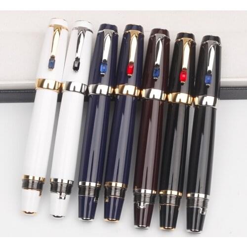 Luxury MB Bohe Fountain Pen Retractable Nib 14k National Black Resin Best Writing Pens with Ink Cartridge Free
