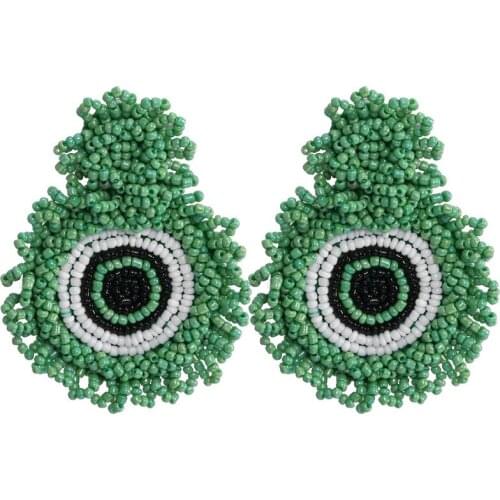 Hand Make Weave Evil Eye Seed Bead Charming Holiday Hyperbole Bohemia Style Earring