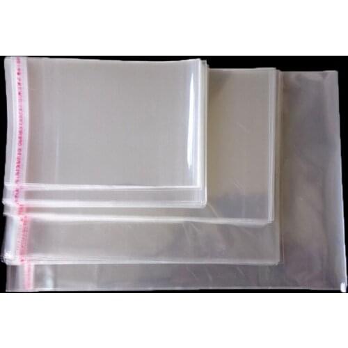 300pcs Self-adhesive Plastic Transparent Bags Resealable Cellophane Plastic Opp Bag 10 Sizes Clear Packing Storage Poly Bags