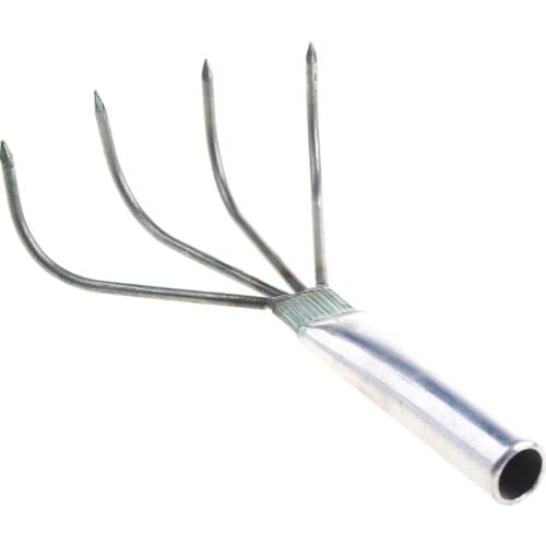 Agricultural Carbon Steel Four-toothed Tines Rake Small Handle Peanut Lawn Leaf Tweezers Garden Tools F62A