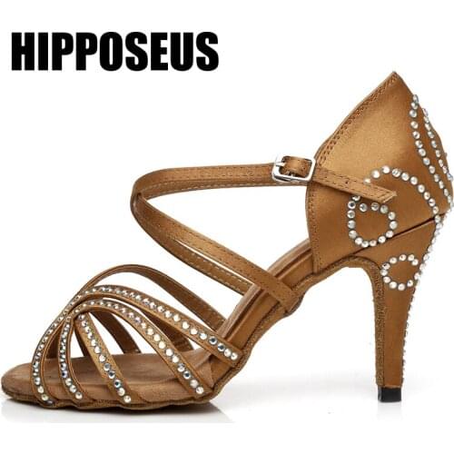 Hipposeus Girls Latin Dance-Shoes Women Salsa Ballroom Tango Dance Shoes Soft Female Modern Party Dancing Shoes Suede Sandals