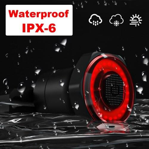 Smart Induction Bicycle Rear Light Auto Start/Stop IPX6 Waterproof Bike Lights USB Chargeable Cycling Taillight Bike Accessories