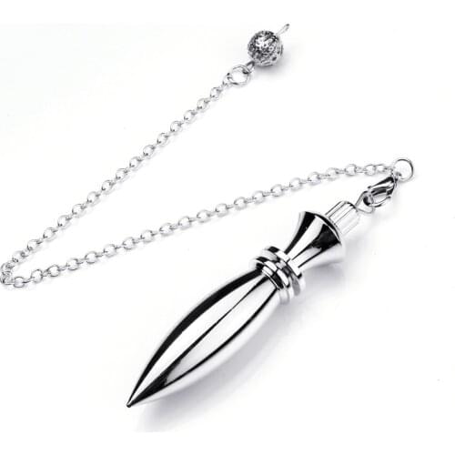 FYJS Unique Silver Plated Metal Geometric Shape Pendulum for Dowsing Pendant Link Chain Charm Jewelry