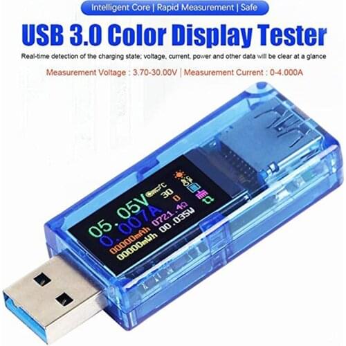 USB 3.0 Tester USB Charger Power Meter 3.7-30V 0-4A Voltage Tester Multimeter Current Meter Color Display Voltmeter Ammeter Test