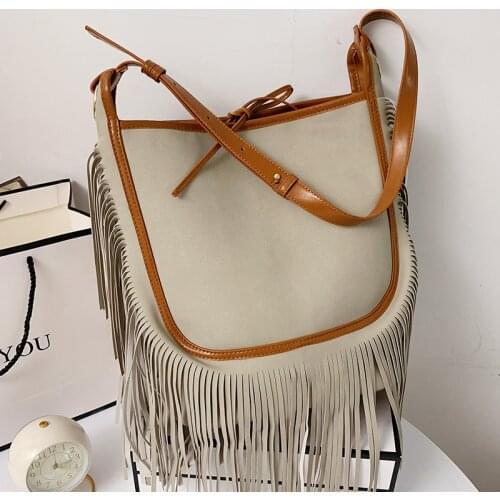 Large Capacity Shoulder Bags for Women Tassel Designer Messenger Bag Ladys Luxury Soft Leather Handbags Retro Big Crossbody Bags