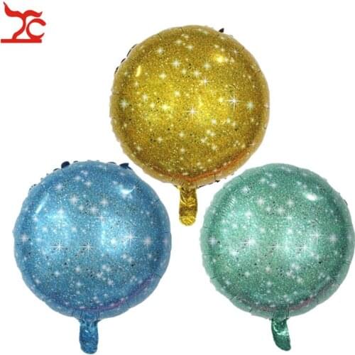 3 Colors18" Round Star Sky Foil Balloons Jewelry Store Celibration Decor DIY Baby Shower Girl Wedding Birthday Air Balloons