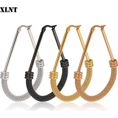 XLNT Gold Color Big Circle Hoop Earrings Set for Women Vintage Steampunk Ear Clip Wedding Party Jewelry Gift 2019 Wholesale