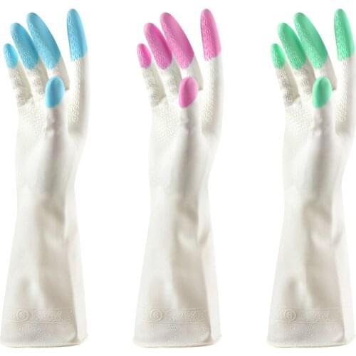 1Pair Silicone Cleaning Gloves Housework Dishwashing Rubber Gloves Waterproof Multifunction Dishwashing Tools