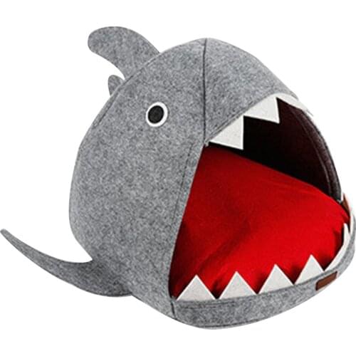 1pc Pet Bed Creative Shark Detachable Soft Washable Warm Cushion Tent Pet Supplies Nest Pet House For Cat Kitten