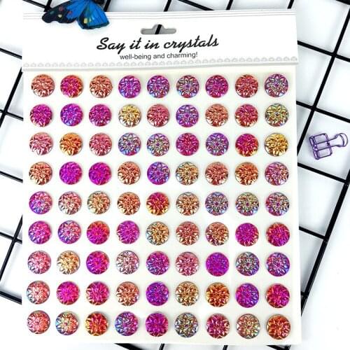 1Pcs Round Flower Acrylic Self-Adhensive Flatback Rhinestone Sticker For DIY Craft Notebook Cars Decoration Crystal Strass