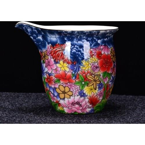 240/270/300ml Ceramic Porcelain Fair Cup Hand Painted Enamel Pattern Cha Hai Tea Ceremony Accessories Coffee Milk Mug Decoration