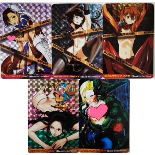 5pcs/set Android 18 One Piece Sexy Girls Chun Li Heroine Robin Hobby Collectibles Game Anime Collection Cards