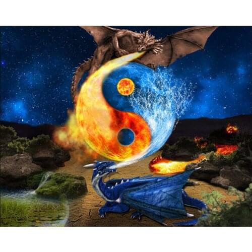 Dragon Bagua, Diamond Cross Embroidery 5D Square/Round Diamond Painting Diamond Mosaic Home Decoration Halloween Gifts, New Year