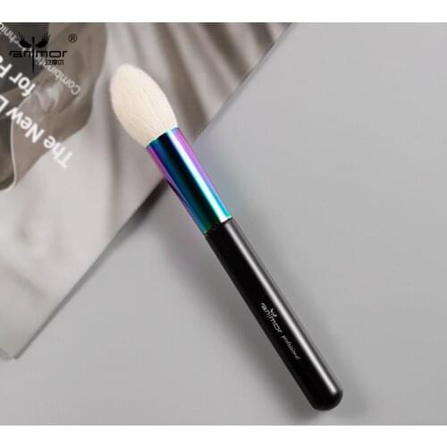 Anmor 1Pcs Highlighter Makeup Brush Wooden Handle Copper Ferrule Natural Hair Make Up Brushes Professional Face Cosmetics Tool