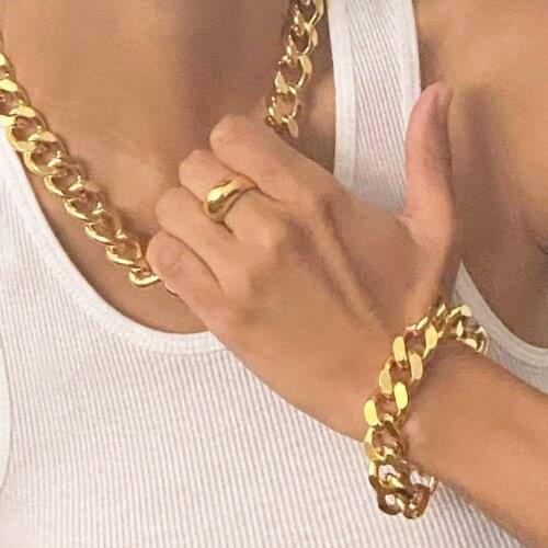 8/9/11/13/15mm Width Stainless Steel Gold Plated Men Women Thick Cuban Bracelet Hand Chain Couple Jewelry Wholesale Dropshipping