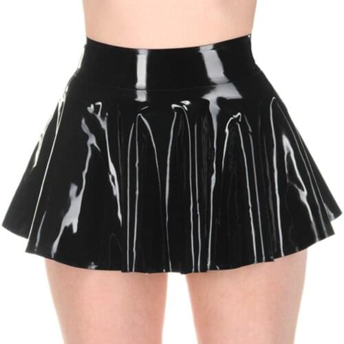 Black Latex Mini Skirts Rubber Latex Short Dresses XS-XXL Made to Measure Latex Short Skirt Without Bra