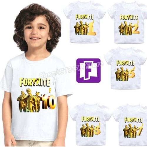 Fortnite Boys Graphic Tee Battle Royale Fall Clothes for Kids Fortnight T-shirt Fortress Night Happy Birthday Sleeve Shirt Gifts