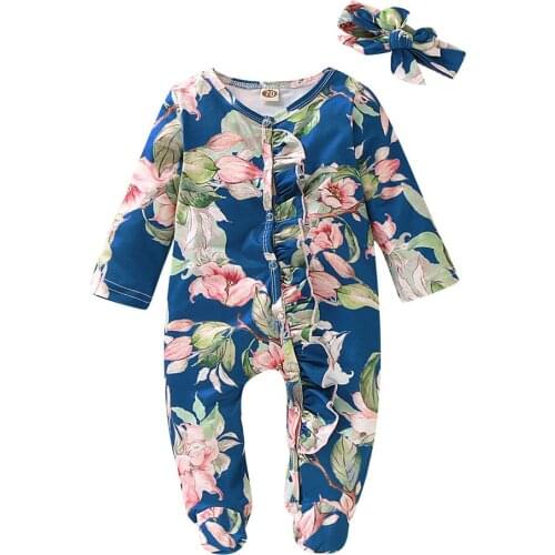 Childrens clothing clothes Boys clothes Newborn Infant Baby Girl Boy Footed Sleeper Romper Headband Clothes Outfits Set L30819