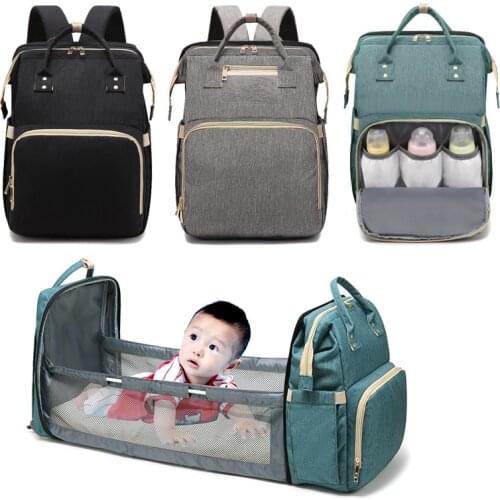 Baby Diaper Bag Bed Backpack For Mom Maternity Bag For Stroller Nappy Bag Large Capacity Nursing Bag For Baby Care Free Hooks