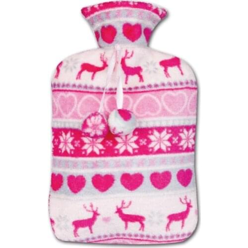 2L fleece hot water bottle cover and hot water bottle with cover