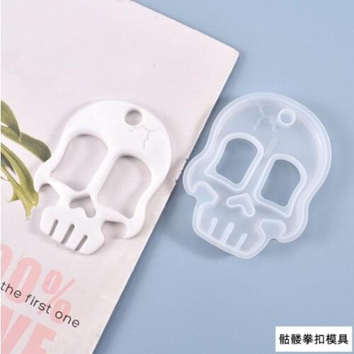 DIY Self Defense Keychain Mold Skull Fist Resin Mold Silicone Defensive Keychain Pendant Decoration Silicone Molds For Epoxy