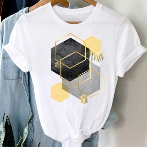 T-shirts Women 90s Style Geometric Short Sleeve Spring Summer Fashion Clothes Graphic Tshirt Top Lady Print Female Tee T-Shirt