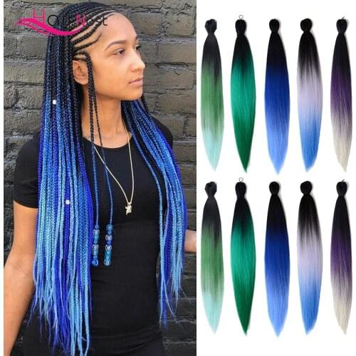 Hair Nest Pre Stretched Braiding Hair Ombre Blue Jumbo Braids Synthetic Crochet Hair Extensions Afro Easy Braids