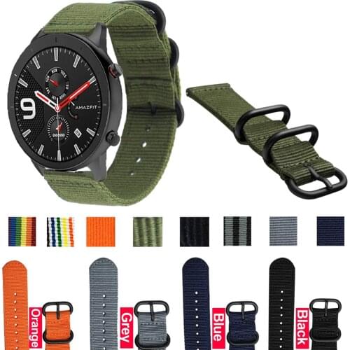 22mm Canvas Nylon band For Xiaomi Huami Haylou Solar LS05/Amazfit GTR 47 Watch Wrist Strap Bracelet For Samsung galaxy watch3 45
