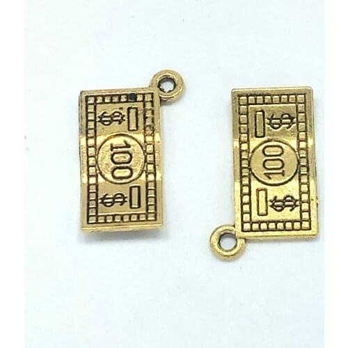 JunKang 20pcs 10*21mm Popular Banknotes Small Pendant DIY Handmade Bracelet Necklace Jewelry Accessories