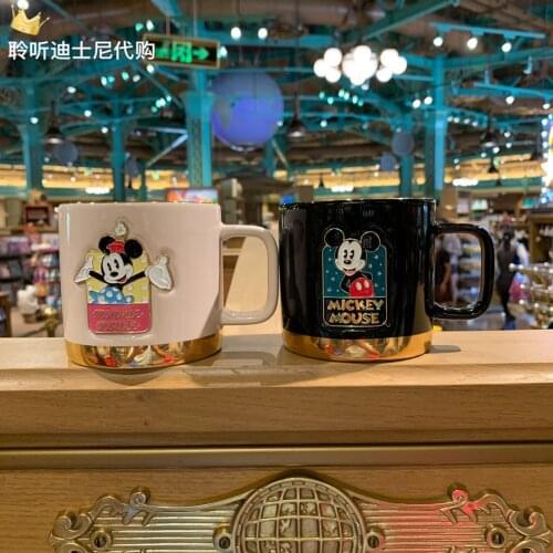 Disney Mickey Minnie Ceramic Mugs Flowers Retro Pink Couple Mugs Water Mugs Coffee Mugs