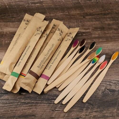 Colorful Natural Bamboo Toothbrush Soft Bristle Eco Friendly Biodegradable Wooden Tooth Brush Teeth Whitening Dental Oral Care