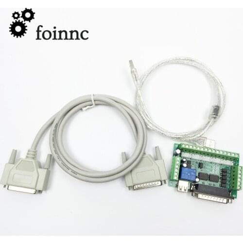 Mach3 Upgraded 5 Axis CNC Interface Adapter Breakout Board+USB Cable+DB25 parallel cable