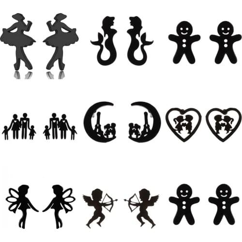 Cute Tiny Boy Girl Kiss Love Stud Earrings Punk Black Vintage Genius Cupid Angel Earring For Cool Women party Couple Jewelry