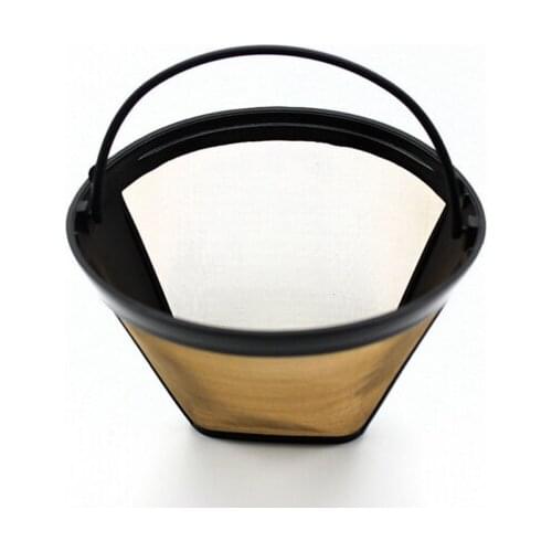 Reusable Gold Tone Permanent 4 Cone Shape Coffee Filter Mesh Basket Strainer HOT