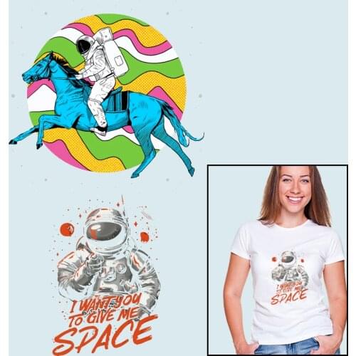 The astronauts Horse Washable Ironing stickers Heat-sensitive patches Thermal transfer printing Heat Transfer PVC Patch