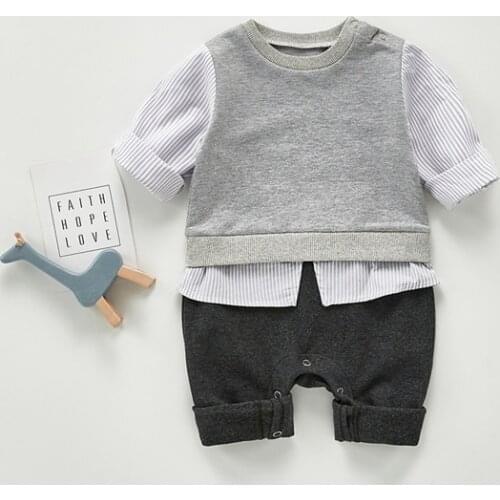 Newborn Baby Spring Autumn Rompers Fashion Infant 0-24Months Boy Baby Clothes Long Sleeve Gentleman Boys Clothing Overalls Boy