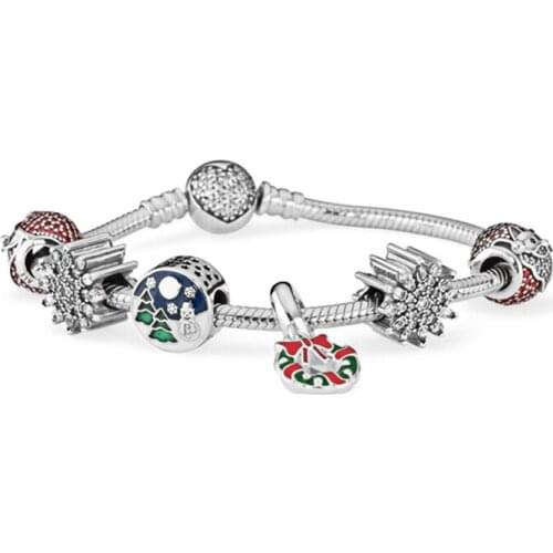 NEW 2017 NEWEST 100% 925 Sterling Silver Hand catenary suit Clear CZ Charm Bead ESSENCE Bracelets DIY For Women Jewelry