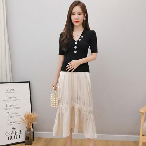 Maternity Dress Skirts Fashion Outer Wear Pleated Chiffon Pregnant Women High Waist Belly Lift Big Swing Skirt Spring Autumn